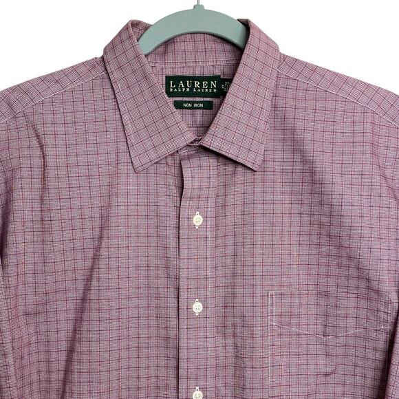Ralph Lauren Dress Shirt Mens 17 32/33 Button Up Non Iron Plaid Preppy LS LRL - Picture 7 of 11